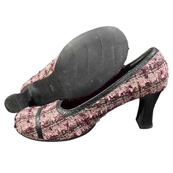 Mudd Purple Plaid Knit Fabric Heels Shoes Women's Size 8.5 M US Vintage Shoe - Picture 6 of 9